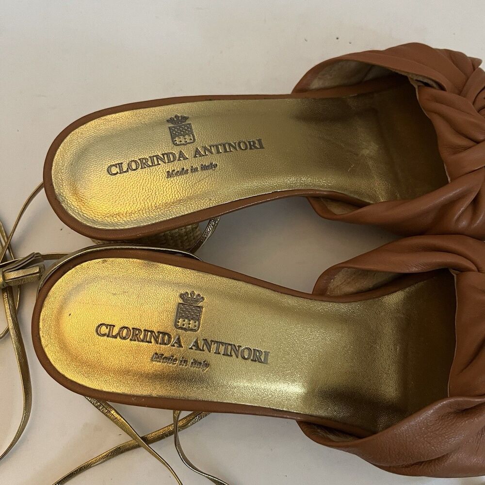 Clorinda Antinori Italy Leather Lace Up Knot Block Heel Sandal Shoes SZ 36 US 5 - Picture 8 of 10
